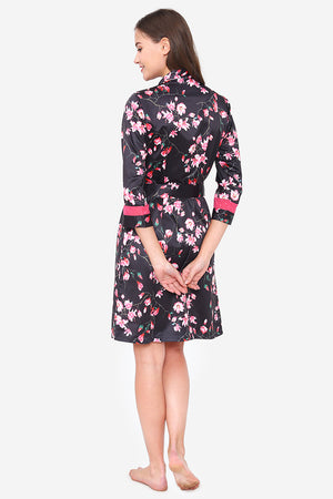 Pink Satin Short Nighty & Robe - Private Lives