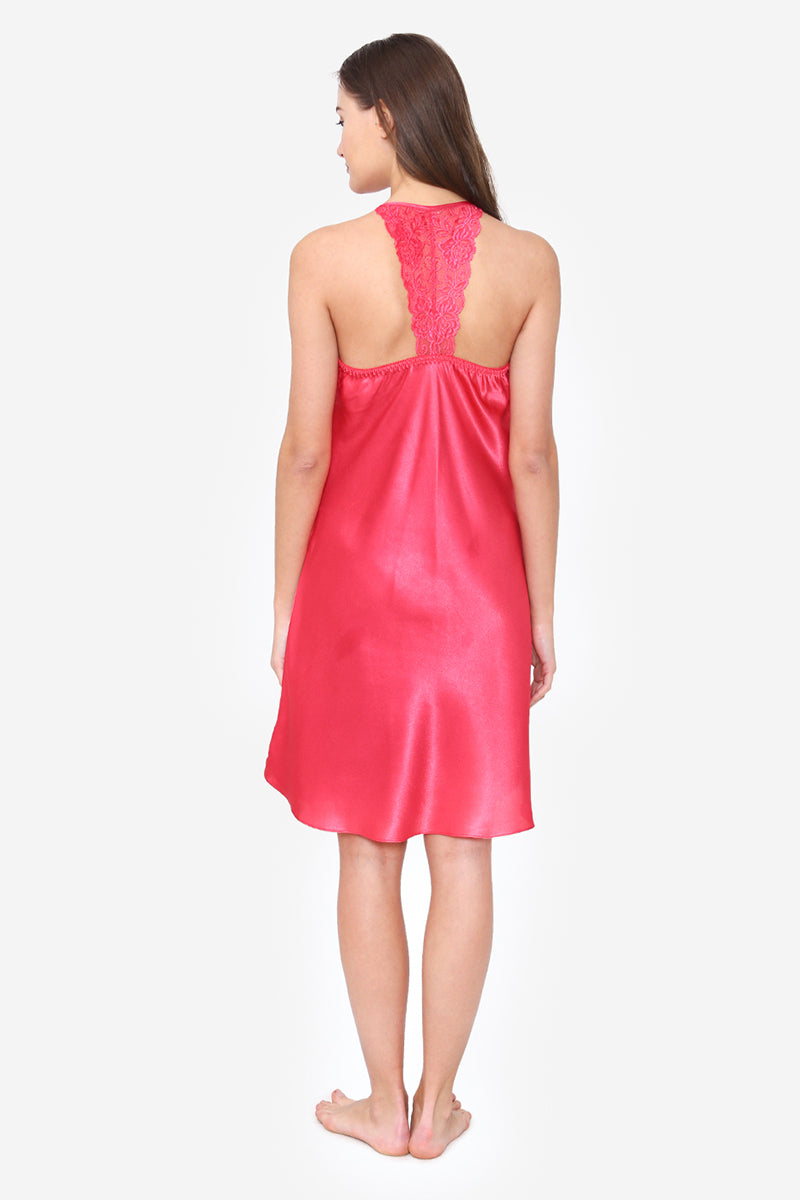 Pink Satin Short Nighty & Robe - Private Lives