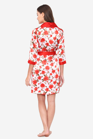 Red Satin Short Nighty & Robe - Private Lives