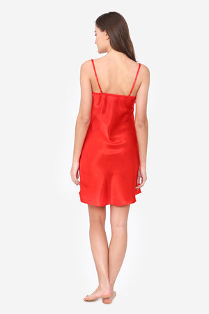 Red Satin Short Nighty & Robe - Private Lives