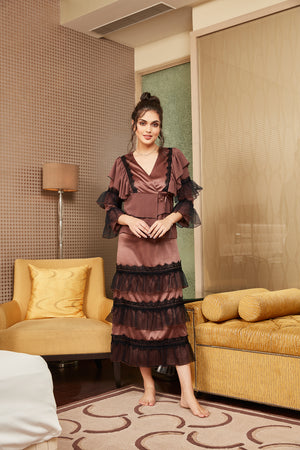 Designer collection Nightgown set with Intricate Lace Private Lives